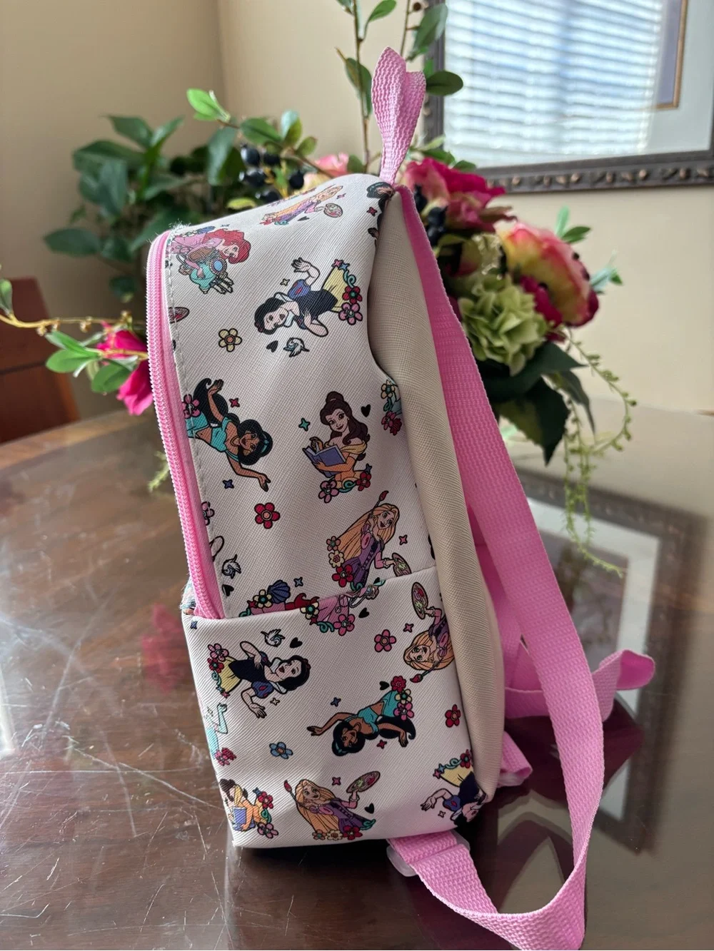 Disney Princess Pink and White Patterned Mini Backpack